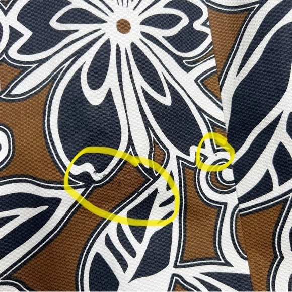 NWT WD.NY Brown Black Leaf Scroll Print Embellished Neckline Sheath Dress - Picture 8 of 15